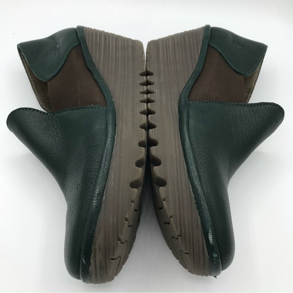 Fly London Shoes YUA Women's 39 US 8-8.5 Platform Wedges Green Leather Bootie - Picture 13 of 15